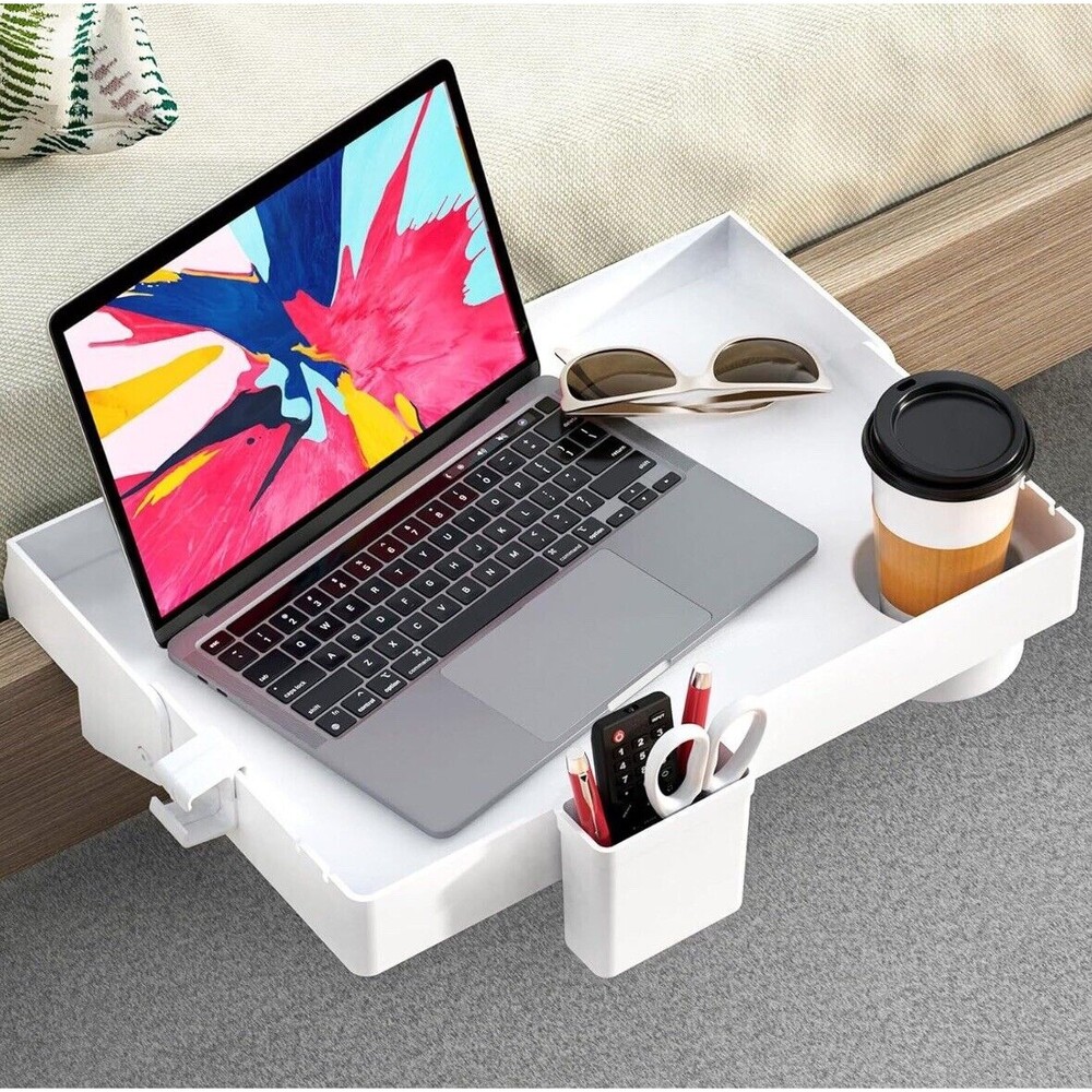 Folding Bedside Shelf Table With Drawer White Sturdy New